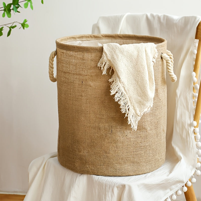 Cesto Artesanal de Corda Natural Dobrável