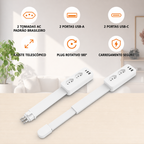 Extensor de Tomada FlexPower BR™ | Hub Inteligente Ajustável com USB-C, USB, TOMADA 2 PINOS E 3 PINOS 110/220v