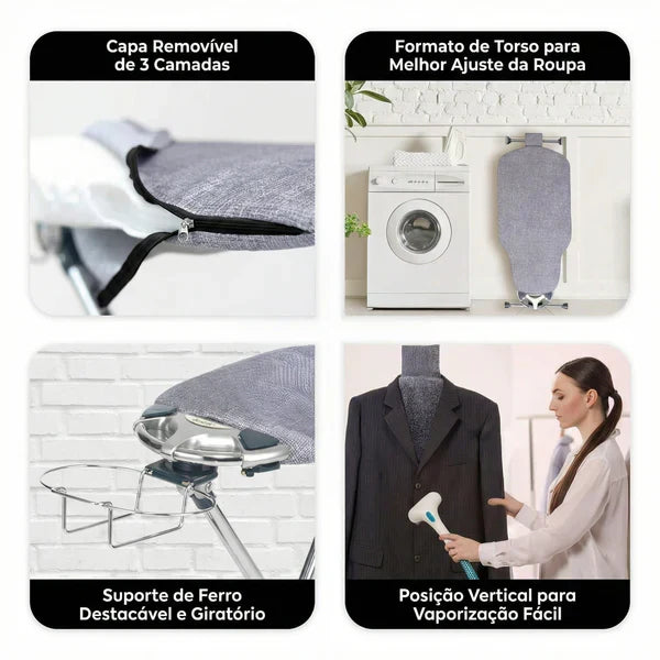 Tábua de Passar Roupas 360° Completa e Ajustável