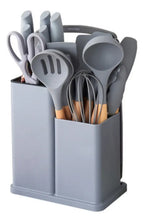 Kit Cozinha Premium 19 Peças™ | Utensílios em Silicone com Facas, Tábua e Suporte Organizador