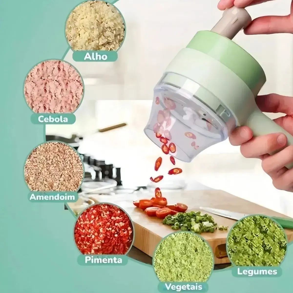 Processador Elétrico TurboChef 4 em 1™ | Cortador, Fatiador, Ralador e Triturador de Alimentos