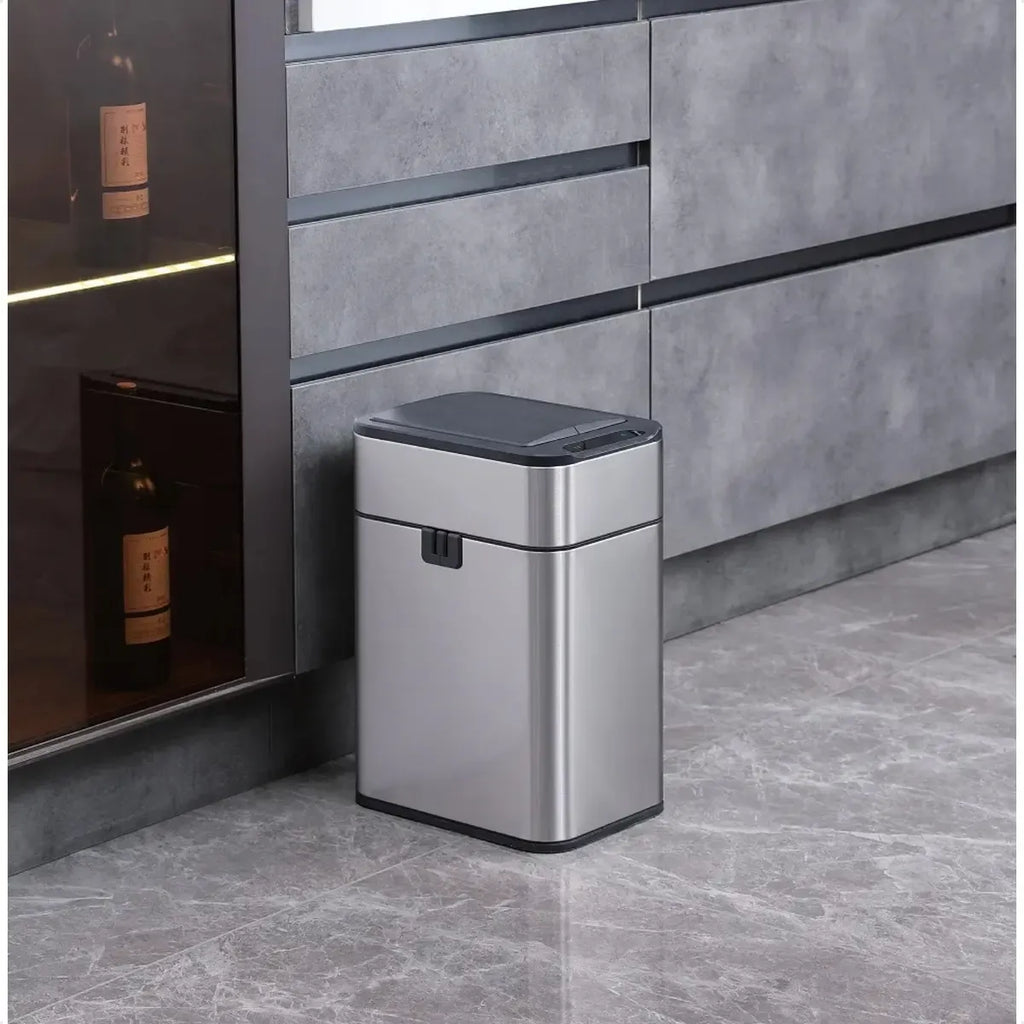 Lixeira Automática SensorClean 50L™ | Tampa Dupla com Sensor, Inox Premium e Alta Capacidade