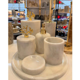 Conjunto de banheiro turco clássico com 7 peças de mármore Branco