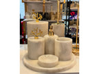 Conjunto de banheiro turco clássico com 7 peças de mármore Branco