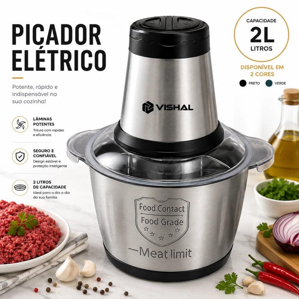 TurboChef Inox™ — Triturador Elétrico de Alimentos 2L Bivolt
