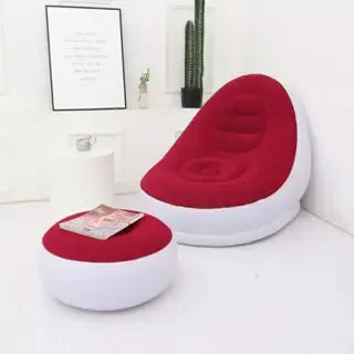 AirLounge Comfort™ — Poltrona Inflável com Puff para Descanso